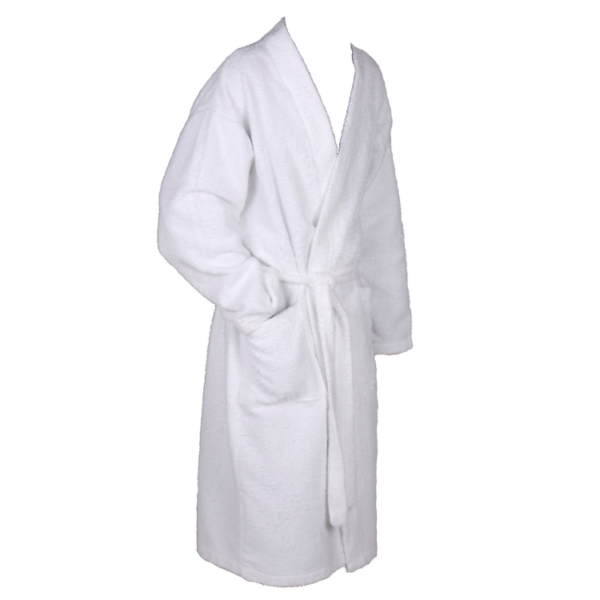 Towelling Gowns - 450 gram Snag Free Velour  Full Sleeve/Kimono- White